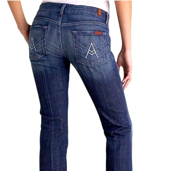 7 For All Mankind “A” Pocket Low Rise Bootcut Jeans Size 32 Waist 36 Denim    L - Picture 1 of 16